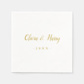 Elegant Gold White Wedding Paper Napkin Servet (Voorkant)