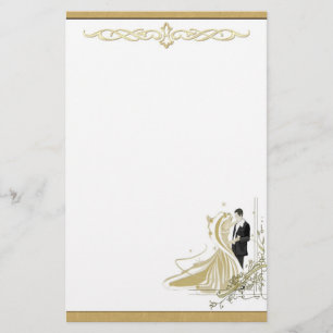 Elegant Gold & White Wedding Stationery Briefpapier