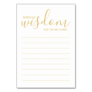 Elegant Gold&White Wedding Words of Wisdom Cards Kaart