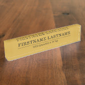 Elegant Gold White with Name Title Simple Line  Naambordje (Zijkant)