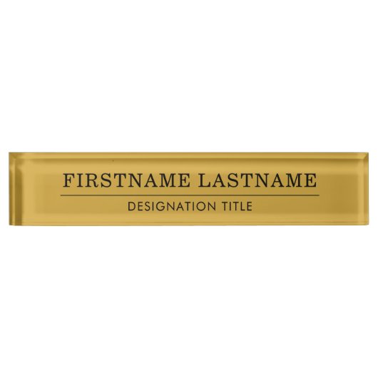 Elegant Gold White with Name Title Simple Line  Naambordje (Voorkant)