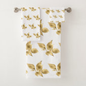 ELEGANT GOLD WHITL LEAF BATHROOM TOWEL SET BAD HANDDOEK (Insitu)