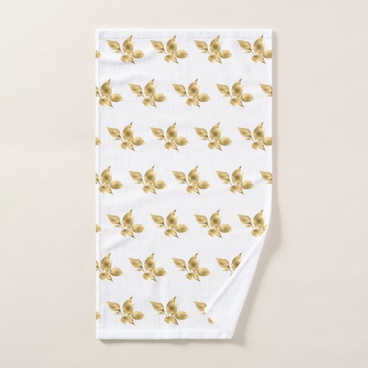 ELEGANT GOLD WHITL LEAF BATHROOM TOWEL SET BAD HANDDOEK (Handdoek)