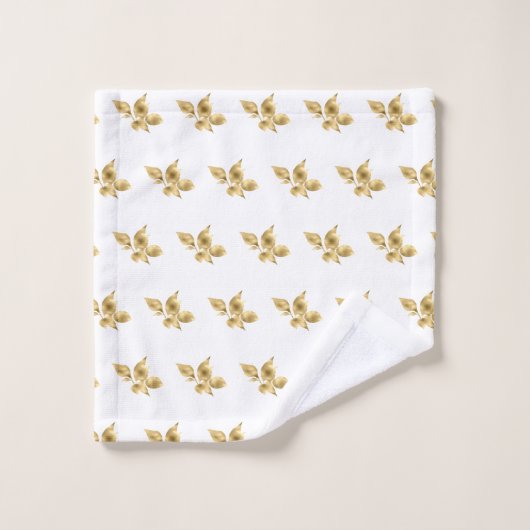 ELEGANT GOLD WHITL LEAF BATHROOM TOWEL SET BAD HANDDOEK (Wasdoekje)