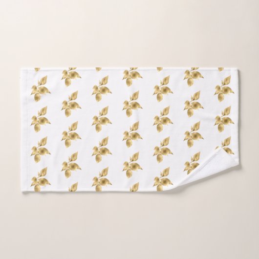 ELEGANT GOLD WHITL LEAF BATHROOM TOWEL SET BAD HANDDOEK (Handdoek)