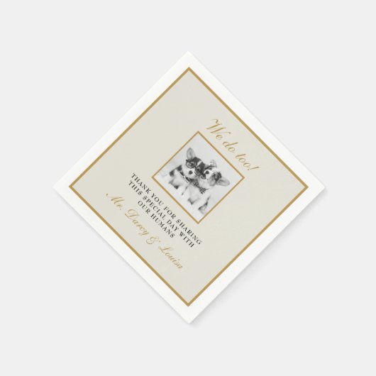 Elegant Gold Wij Doo Dog Pet Kinder Bruiloft Servet (Hoek)