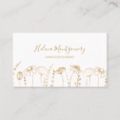 Elegant Gold Wildflower Sketch Feminine Visitekaartje (Voorkant)