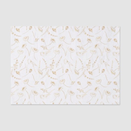 Elegant Gold Wildflower Sketch Simple Floral Tissuepapier (Voorkant)