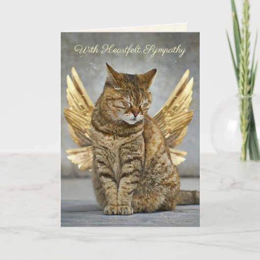 Elegant Gold Wings Cat Sympathcard Kaart (Voorkant)