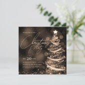 ELEGANT Gold Winter Christmas Tree Party Kaart (Staand voorkant)