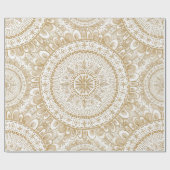 Elegant Gold Winter Flower Mandala White Pattern Cadeaupapier (Vlak)
