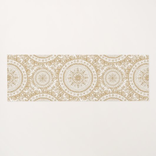 Elegant Gold Winter Flower Mandala White Pattern Yogamat (Achterkant (horizontaal))