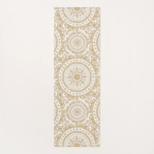 Elegant Gold Winter Flower Mandala White Pattern Yogamat (Achterkant)