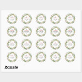 Elegant Gold Winter Greenery Wreatadres Ronde Sticker (Vel)