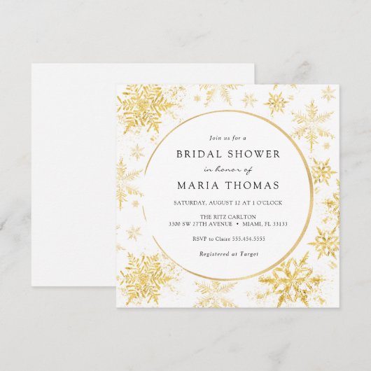 Elegant Gold Winter Snowflake Vrijgezellenfeest Kaart (Voorkant / Achterkant)