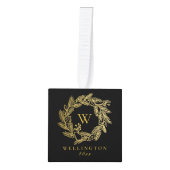 Elegant Gold Winter Wreatmonogram Black 3 Foto Decoratie (Voorkant)