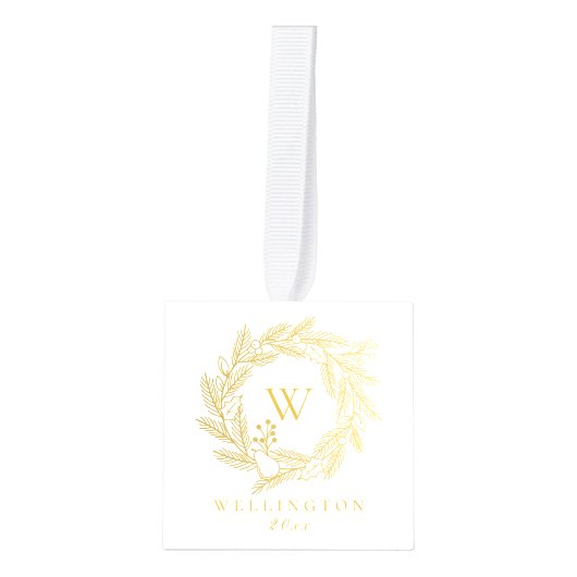 Elegant Gold Winter Wreatmonogram Foto Decoratie (Voorkant)