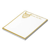 Elegant Gold Wise Owl Decorative Name Notitieblok (Linkerzijde)