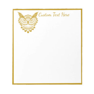 Elegant Gold Wise Owl Decorative Name Notitieblok