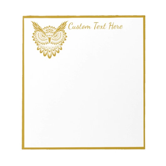 Elegant Gold Wise Owl Decorative Name Notitieblok (Voorkant)