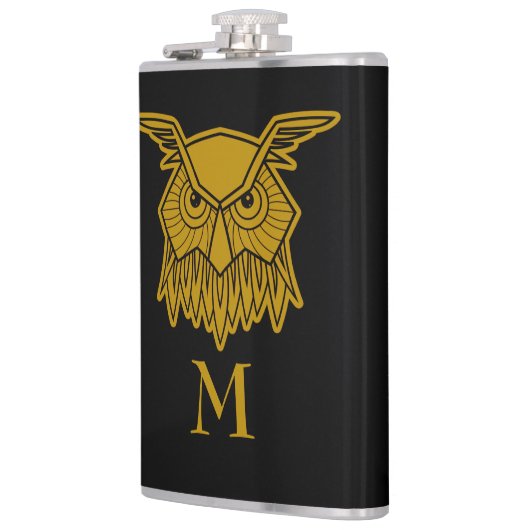 Elegant Gold Wise Owl Monogramed Custom Heupfles (Links)