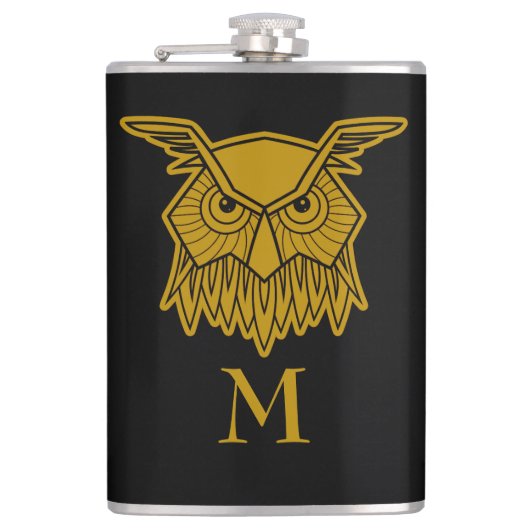 Elegant Gold Wise Owl Monogramed Custom Heupfles (Voorkant)