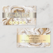 Elegant, Gold, witte bruine marmer Stone Klantenkaartje (Voorkant / Achterkant)