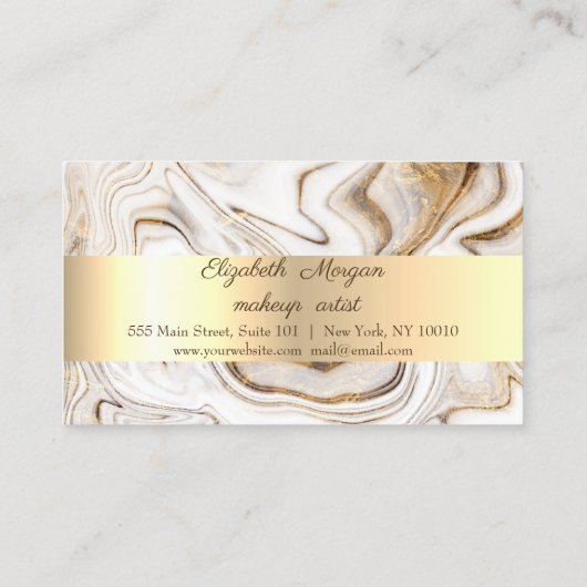 Elegant, Gold, witte bruine marmer Stone Klantenkaartje (Achterkant)