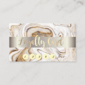 Elegant, Gold, witte bruine marmer Stone Klantenkaartje (Voorkant)