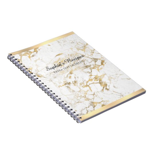 Elegant Gold/witte marmer, Gold Bars, naam en tite Notitieboek (Rechterzijde)