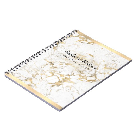 Elegant Gold/witte marmer, Gold Bars, naam en tite Notitieboek (Linkerzijde)