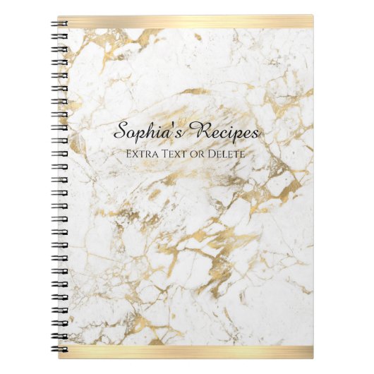 Elegant Gold/witte marmer, Gold Bars, naam en tite Notitieboek (Voorkant)