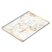 Elegant Gold/witte marmer, Gold Bars, naam en tite Notitieboek (Linkerzijde)