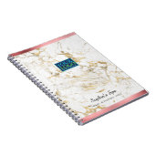 Elegant Gold/witte marmer, Roos Gold Bars Bus.Naam Notitieboek (Rechterzijde)