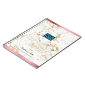 Elegant Gold/witte marmer, Roos Gold Bars Bus.Naam Notitieboek (Linkerzijde)