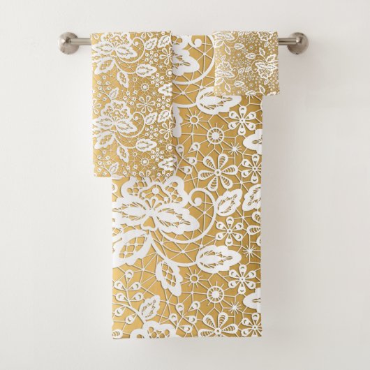ELEGANT GOLD WITTE RUIMTE BATHROOM TOWEL SET BAD HANDDOEK (Insitu)