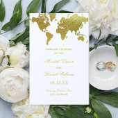 Elegant Gold World Map Wedding Ceremony Programs