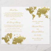 Elegant Gold World Map Wedding Ceremony Programs (Voorkant)