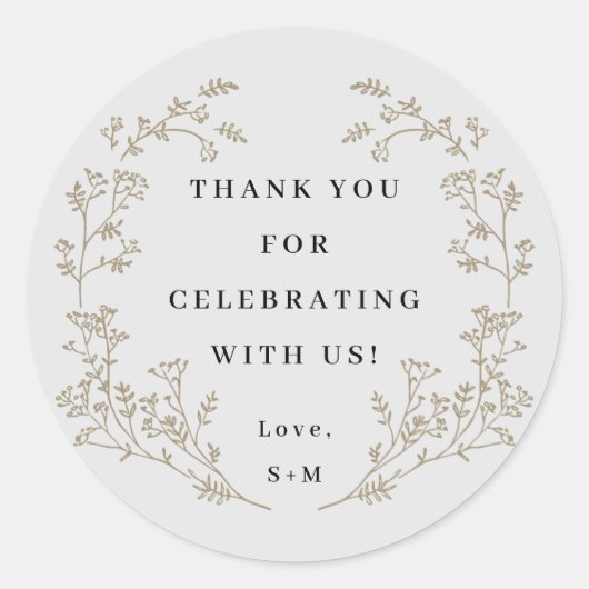 Elegant Gold Wreate Hartelijk dank Ronde Sticker (Voorkant)