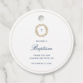 Elegant Gold Wreath Navy Cross Baptism Christening Bedankjes Labels (Voorkant)