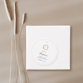 Elegant Gold Wreath Navy Cross Baptism Christening Bedankjes Labels