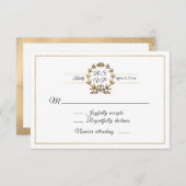 Elegant Gold WreatWhite Script Calligraphy RSVP (Voorkant / Achterkant)