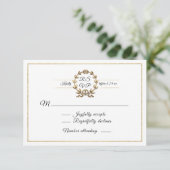 Elegant Gold WreatWhite Script Calligraphy RSVP Kaartje (Staand voorkant)