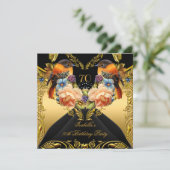 Elegant Gold Yellow Bird Black 70e verjaardag Kaart (Staand voorkant)