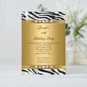 Elegant Gold Zebra Black Silver Diamond Birthday 2 Kaart (Staand voorkant)