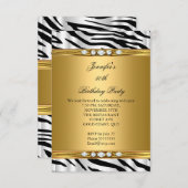 Elegant Gold Zebra Black Silver Diamond Birthday 2 Kaart (Voorkant / Achterkant)