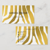 Elegant Gold Zebra Stripes Moderne Professional Visitekaartje (Voorkant / Achterkant)
