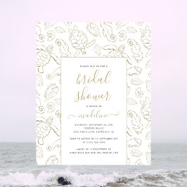 Elegant Gold Zee Ocean Bridal Shower Flyer