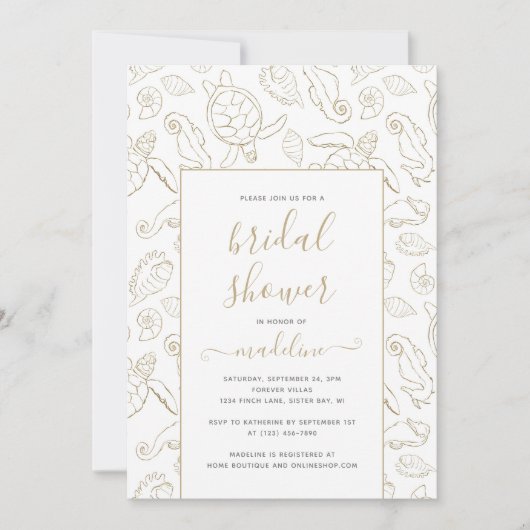 Elegant Gold Zee Ocean Vrijgezellenfeest Kaart (Voorkant)