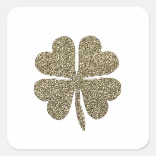Elegant Gold ziet er uit naar vier bladluiken Vierkante Sticker (Voorkant)